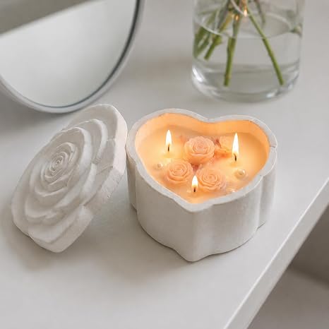 Broomoon Rose Bloom Box Candle – Handmade Soy Wax Decorative Candle for Home Décor & Gifting