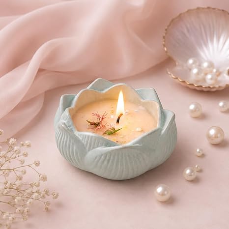 Broomoon Butterfly Blossom Aroma Candle – Floral Soy Wax Candle with Elegant Lotus Jar for Romantic Ambience & Celebration Décor