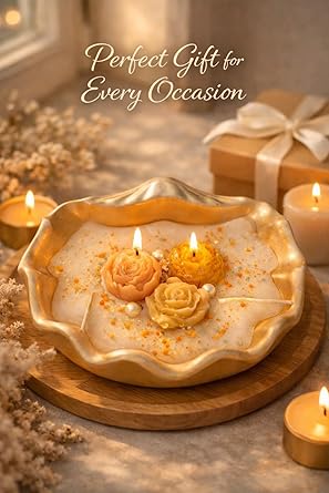 Broomoon Premium Handmade Scented Candle Bowl – Elegant Floral Design, Long-Lasting Fragrance Wax – Calm, Relax & Unwind Ambience