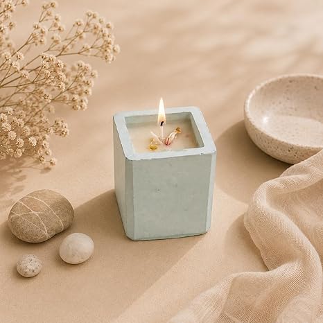 Broomoon Tranquil Bloom Aura Block Candle – Handmade Decorative Candle for Chic Interiors & Self-Care Moments