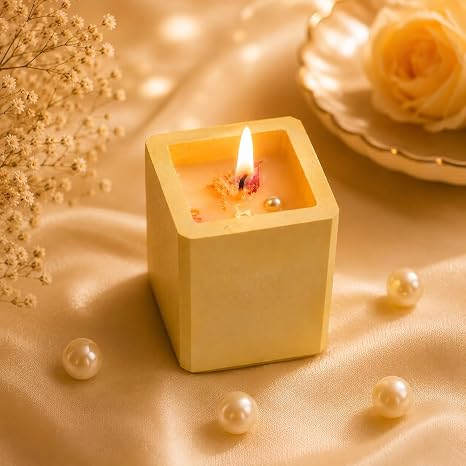 Broomoon Golden Serenity Aura Block Candle – Premium Aesthetic Candle for Self-Care & Modern Home Styling
