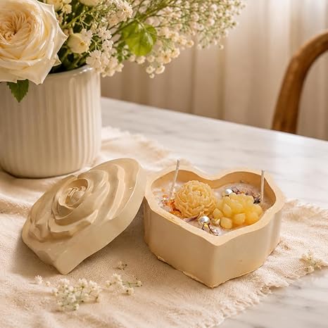 Broomoon Golden Bloom Box Candle – Handmade Soy Wax Decorative Candle for Home Décor & Elegant Gifting