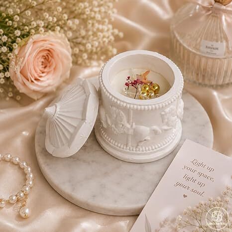 Broomoon Pearl Whisper Unicorn Jar Candle – Decorative Handmade Soy Wax Candle with Soft Romantic Elegance