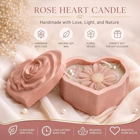 Broomoon Blush Bloom Box Candle – Handmade Soy Wax Decorative Candle for Home Décor & Elegant Gifting