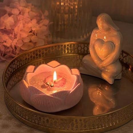Broomoon Pink Butterfly Blossom Candle – Decorative Lotus Soy Wax Candle for Relaxing Spaces & Luxury Celebration Décor