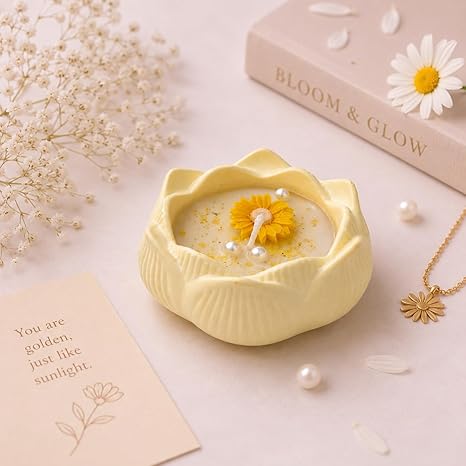Broomoon SunBloom Butterfly Blossom Candle – Decorative Floral Soy Wax Lotus Candle for Relaxing Spaces & Premium Celebration Décor