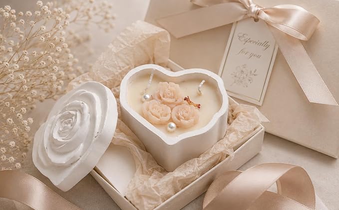 Broomoon Rose Bloom Box Candle – Handmade Soy Wax Decorative Candle for Home Décor & Gifting