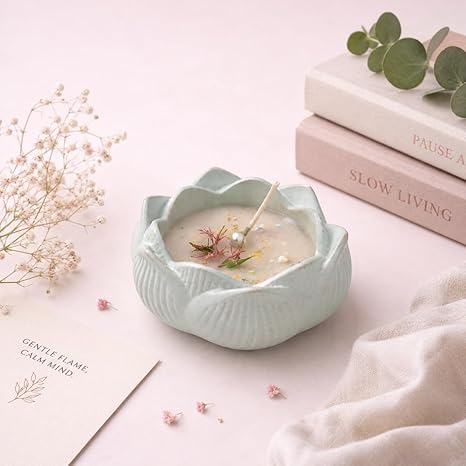Broomoon Butterfly Blossom Aroma Candle – Floral Soy Wax Candle with Elegant Lotus Jar for Romantic Ambience & Celebration Décor
