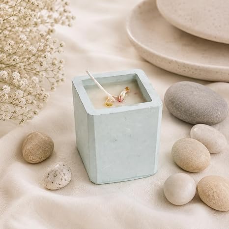Broomoon Tranquil Bloom Aura Block Candle – Handmade Decorative Candle for Chic Interiors & Self-Care Moments