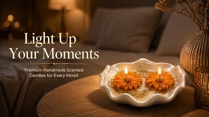 Broomoon Handcrafted Floral Bowl Candle – Dual Sunflower Design, Decorative Soy Wax Aroma Candle for Home Décor & Gifting