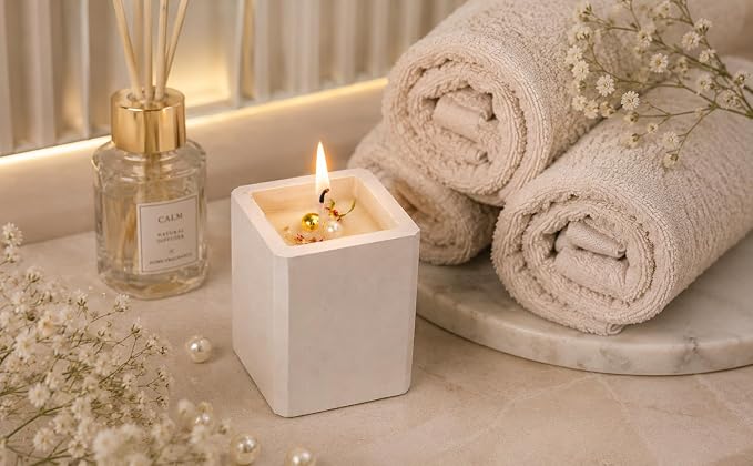 Broomoon Elegant Glow Aura Block Candle – Handmade Minimal Candle for Relaxing Spaces, Chic Décor & Premium Gift Giving