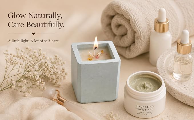 Broomoon Tranquil Bloom Aura Block Candle – Handmade Decorative Candle for Chic Interiors & Self-Care Moments