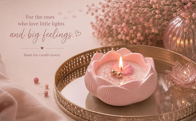 Broomoon Pink Butterfly Blossom Candle – Decorative Lotus Soy Wax Candle for Relaxing Spaces & Luxury Celebration Décor
