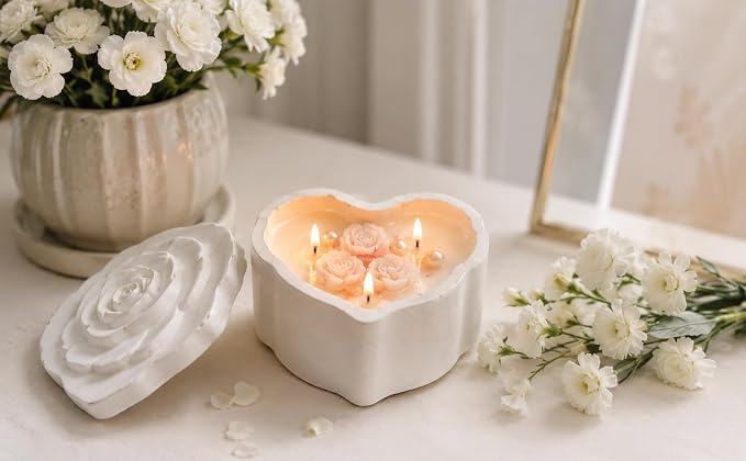 Broomoon Rose Bloom Box Candle – Handmade Soy Wax Decorative Candle for Home Décor & Gifting