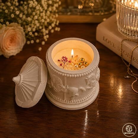 Broomoon Pearl Whisper Unicorn Jar Candle – Decorative Handmade Soy Wax Candle with Soft Romantic Elegance