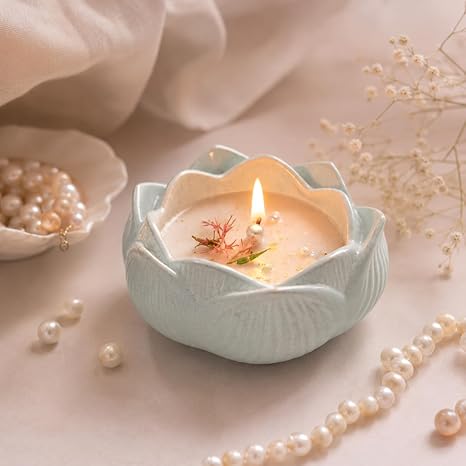 Broomoon Butterfly Blossom Aroma Candle – Floral Soy Wax Candle with Elegant Lotus Jar for Romantic Ambience & Celebration Décor