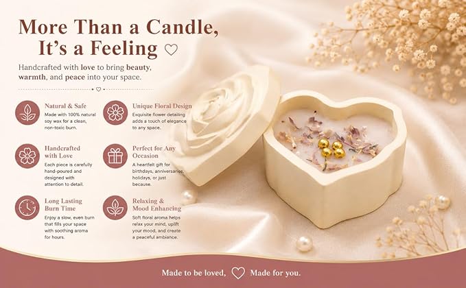 Broomoon Pearl Bloom Box Candle – Luxury Soy Wax Candle for Romantic Décor