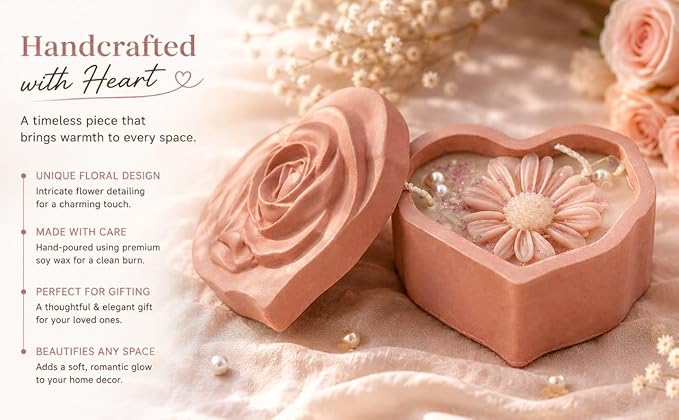 Broomoon Blush Bloom Box Candle – Handmade Soy Wax Decorative Candle for Home Décor & Elegant Gifting