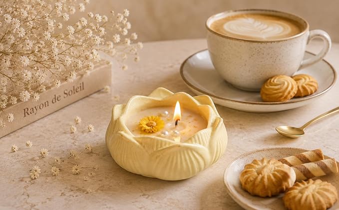 Broomoon SunBloom Butterfly Blossom Candle – Decorative Floral Soy Wax Lotus Candle for Relaxing Spaces & Premium Celebration Décor