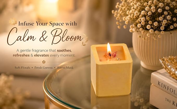 Broomoon Golden Serenity Aura Block Candle – Premium Aesthetic Candle for Self-Care & Modern Home Styling