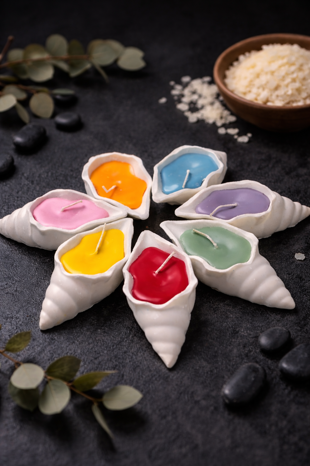 7 Chakra Healing Shell Candle Set – Handmade Spiritual Meditation Candles for Energy Balancing &amp; Home Décor
