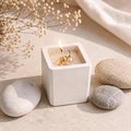 Broomoon Ivory Serenity Aura Block Candle – Artisan Decorative Soy Wax Candle for Modern Homes & Cozy Ambience