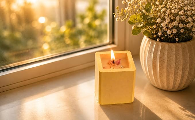 Broomoon Golden Serenity Aura Block Candle – Premium Aesthetic Candle for Self-Care & Modern Home Styling
