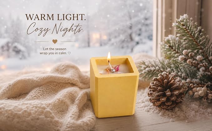 Broomoon Velvet Honey Aura Block Candle – Elegant Soy Wax Candle for Cozy Spaces & Sophisticated Interiors