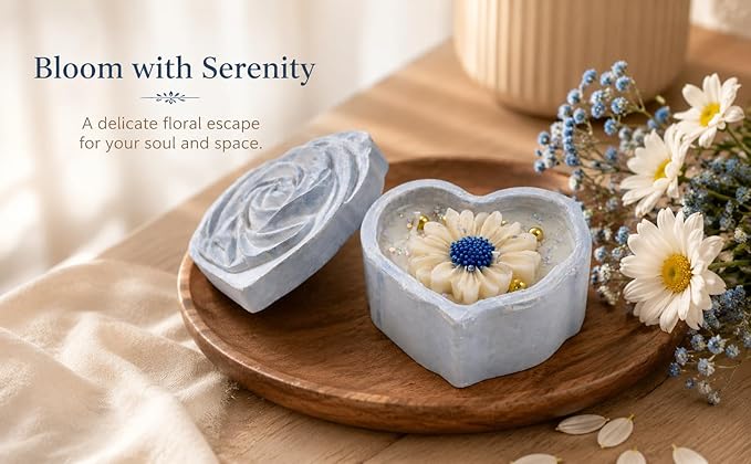 Broomoon Floral Serenity Bloom Box Candle – Handmade Soy Wax Decorative Scented Candle for Home Décor, Bedroom, Spa & Elegant Gift
