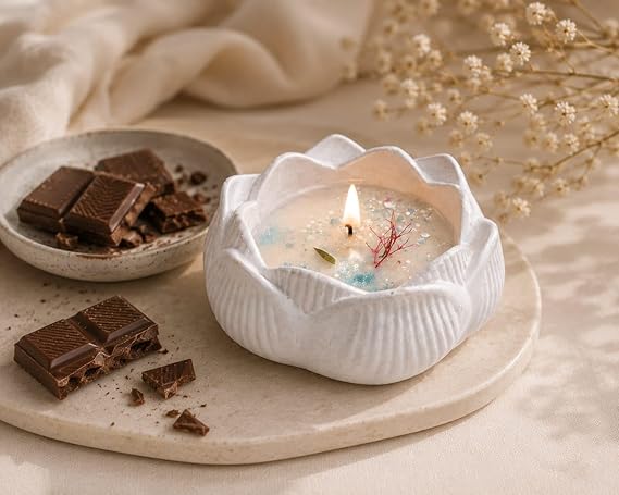 Broomoon SnowPetal Butterfly Blossom Candle – Decorative Floral Soy Wax Candle for Relaxing Corners & Celebration Décor
