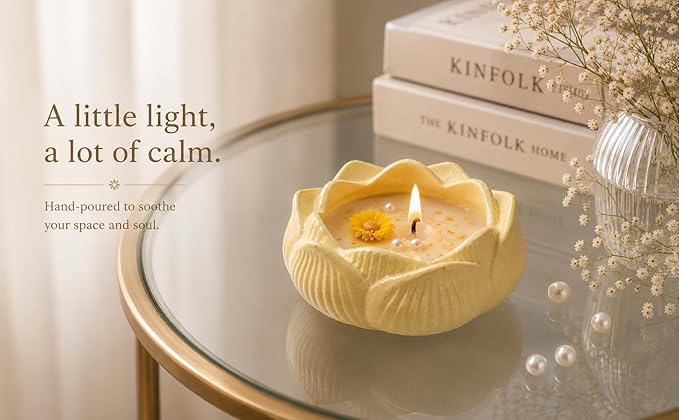Broomoon SunBloom Butterfly Blossom Candle – Decorative Floral Soy Wax Lotus Candle for Relaxing Spaces & Premium Celebration Décor