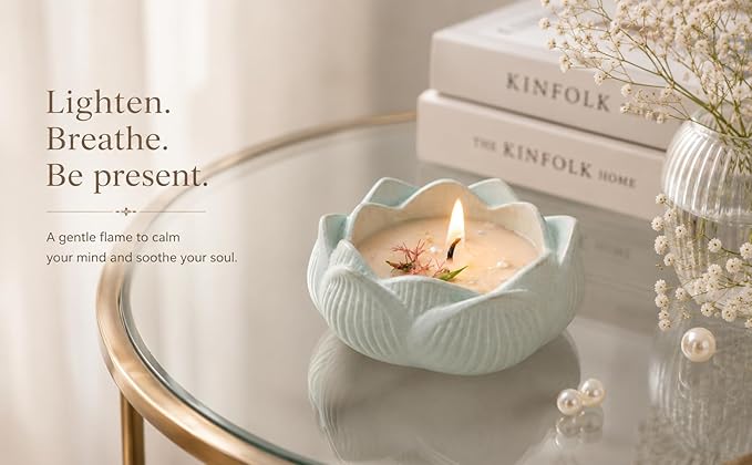 Broomoon Butterfly Blossom Aroma Candle – Floral Soy Wax Candle with Elegant Lotus Jar for Romantic Ambience & Celebration Décor