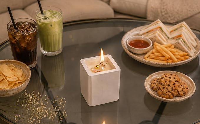 Broomoon Elegant Glow Aura Block Candle – Handmade Minimal Candle for Relaxing Spaces, Chic Décor & Premium Gift Giving