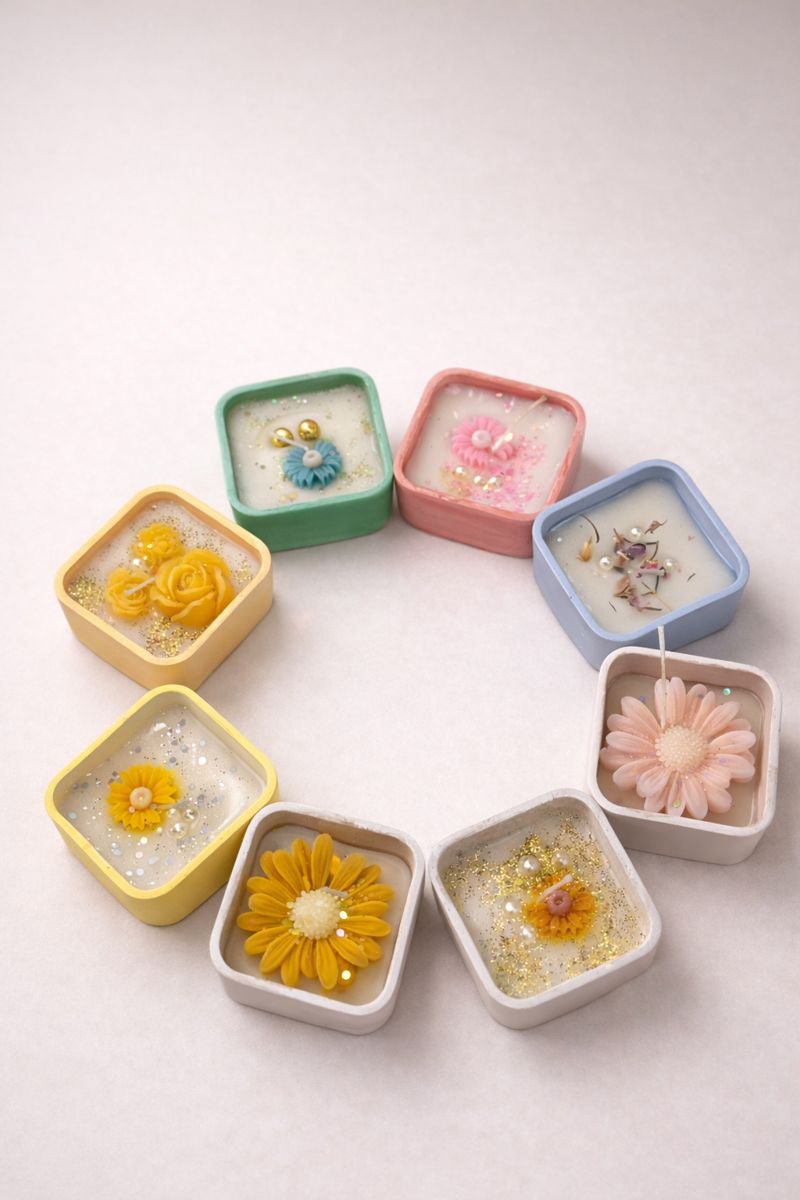 Floral Square Aroma Candle Concert Jar Candle