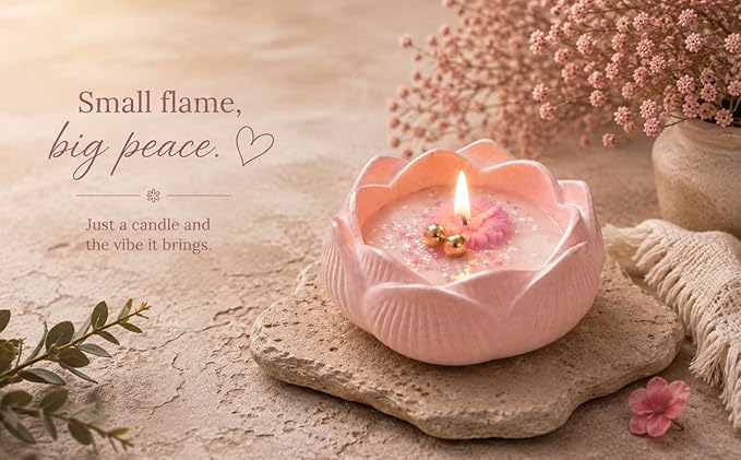 Broomoon Pink Butterfly Blossom Candle – Decorative Lotus Soy Wax Candle for Relaxing Spaces & Luxury Celebration Décor