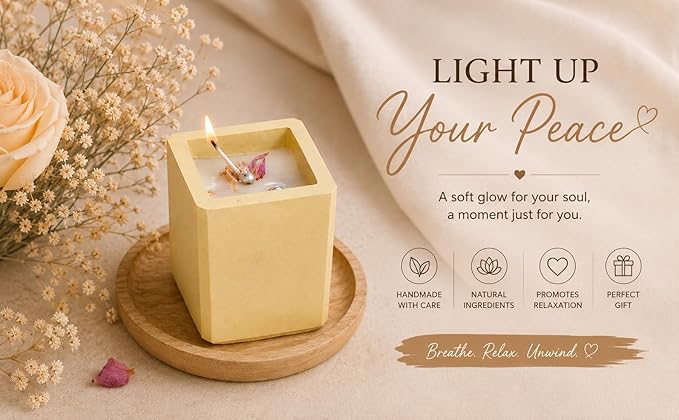 Broomoon Velvet Honey Aura Block Candle – Elegant Soy Wax Candle for Cozy Spaces & Sophisticated Interiors