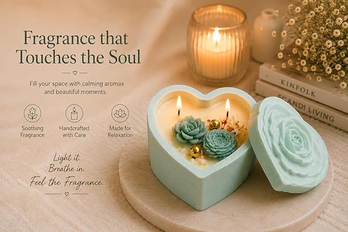 Broomoon Mint Blossom Box Candle – Handmade Soy Wax Decorative Floral Candle for Home Décor & Elegant Gifting
