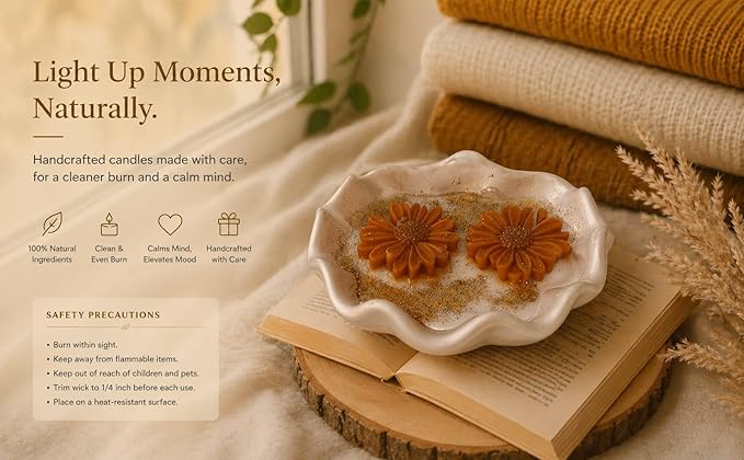 Broomoon Handcrafted Floral Bowl Candle – Dual Sunflower Design, Decorative Soy Wax Aroma Candle for Home Décor & Gifting