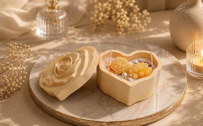Broomoon Golden Bloom Box Candle – Handmade Soy Wax Decorative Candle for Home Décor & Elegant Gifting