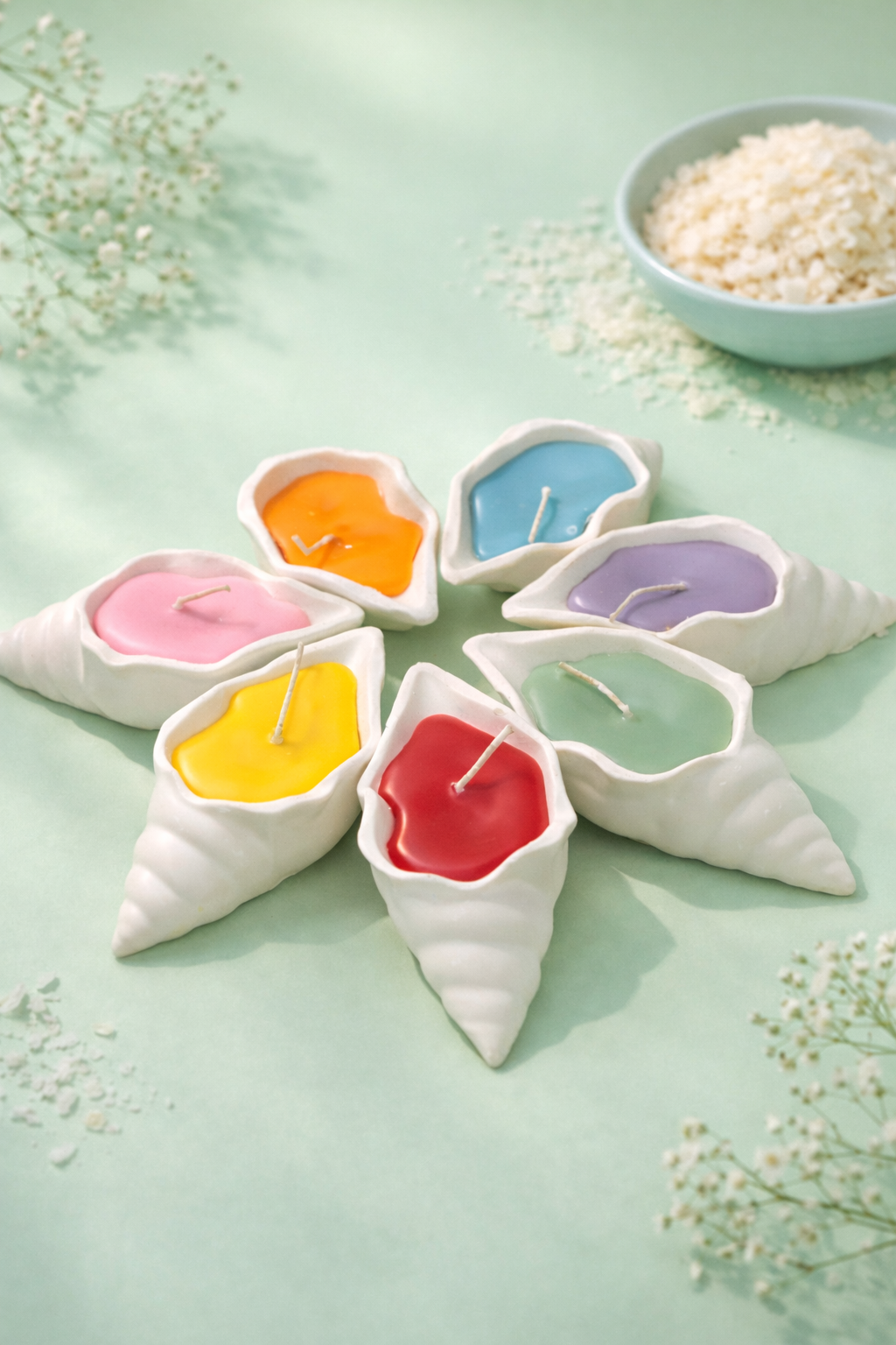 7 Chakra Healing Shell Candle Set – Handmade Spiritual Meditation Candles for Energy Balancing &amp; Home Décor