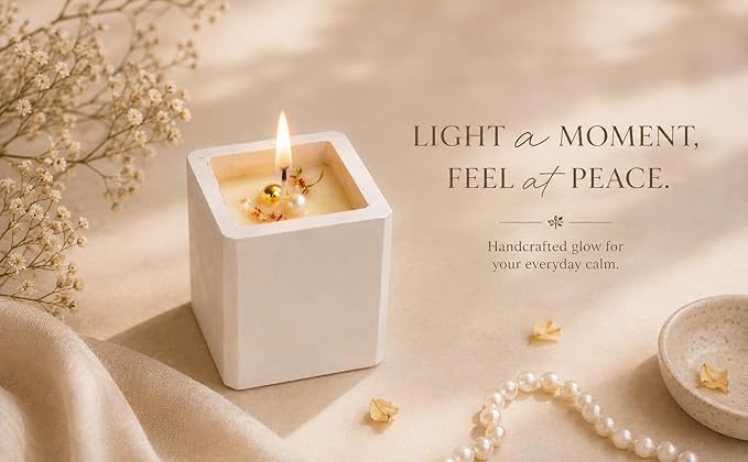 Broomoon Elegant Glow Aura Block Candle – Handmade Minimal Candle for Relaxing Spaces, Chic Décor & Premium Gift Giving