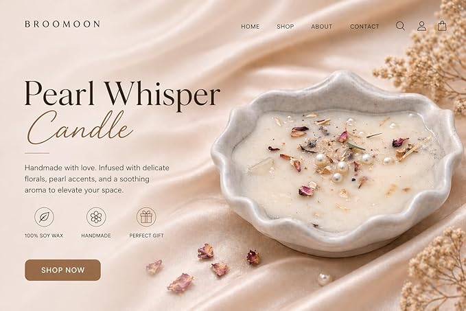 Broomoon Pearl Whisper Candle