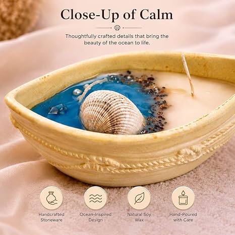 Broomoon Ocean Serenity Shell Bowl Boat Candle