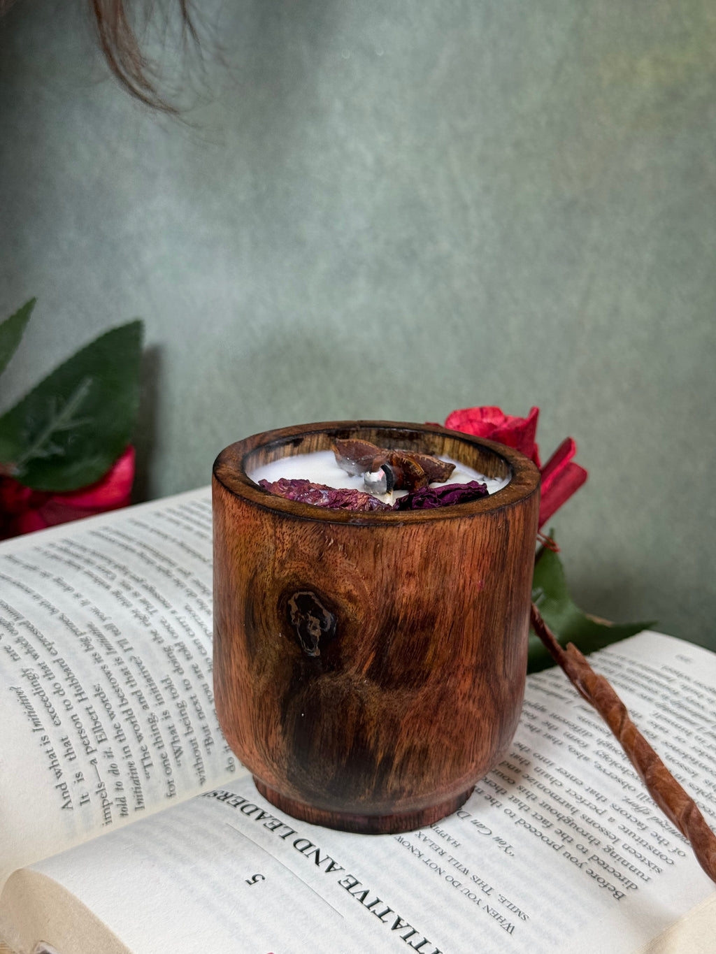 Handmade Wooden Bowl Soy Wax Candle – Natural Rustic Aromatherapy Candle