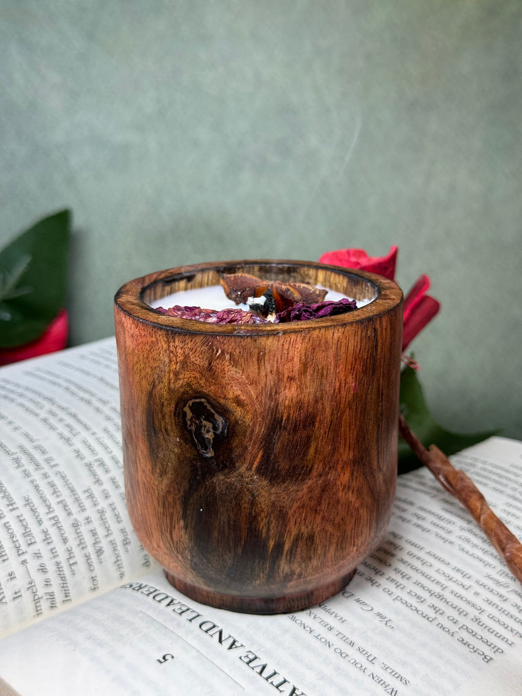 Handmade Wooden Bowl Soy Wax Candle – Natural Rustic Aromatherapy Candle