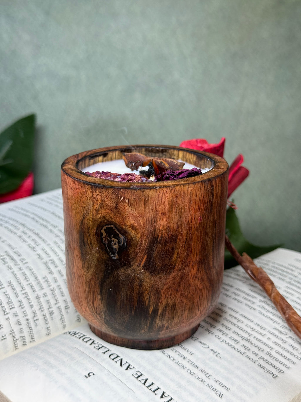 Handmade Wooden Bowl Soy Wax Candle – Natural Rustic Aromatherapy Candle