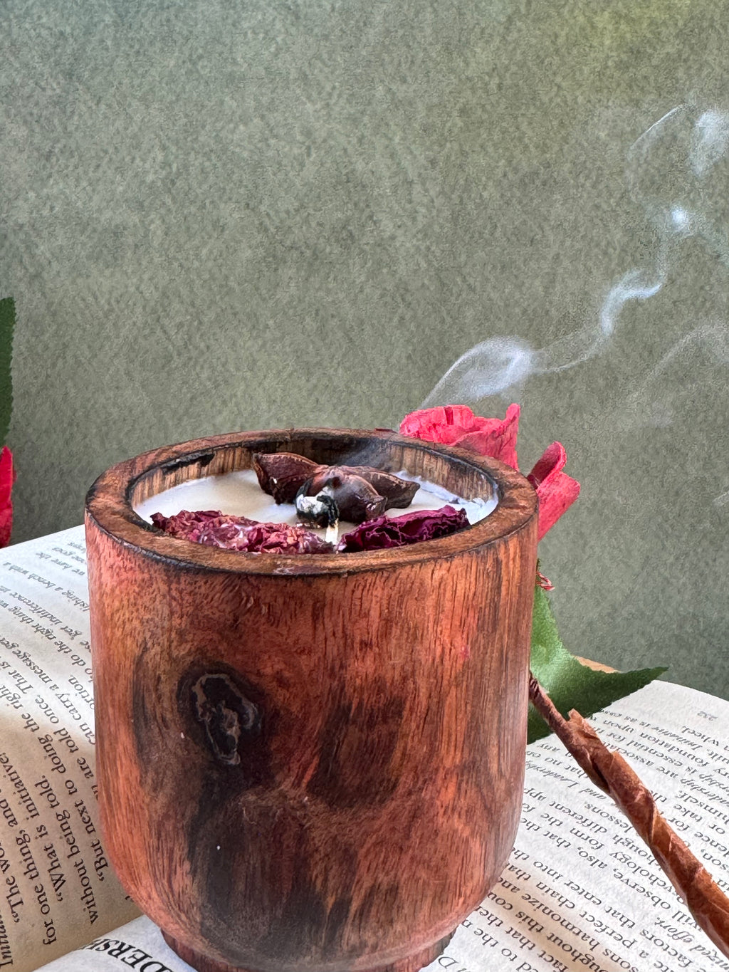 Handmade Wooden Bowl Soy Wax Candle – Natural Rustic Aromatherapy Candle