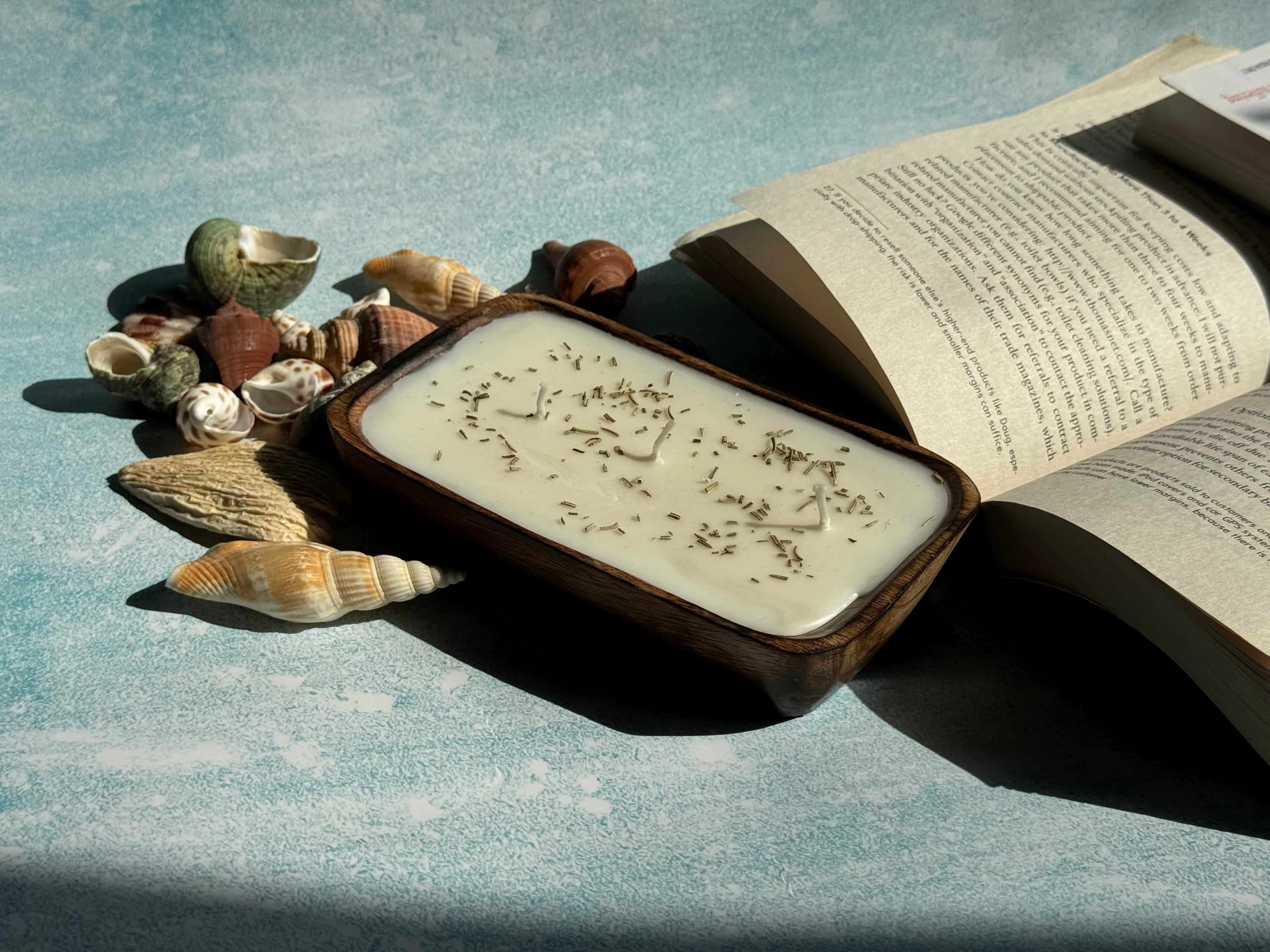 Broomoon Handmade Wooden Rectangular Soy Wax Candle – Luxury Multi-Wick Aromatherapy Candle for Home Décor