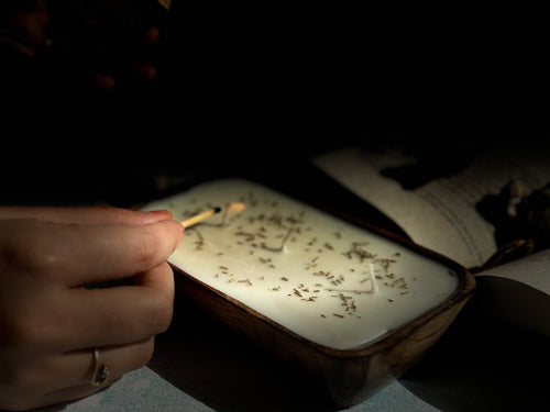 Broomoon Handmade Wooden Rectangular Soy Wax Candle – Luxury Multi-Wick Aromatherapy Candle for Home Décor