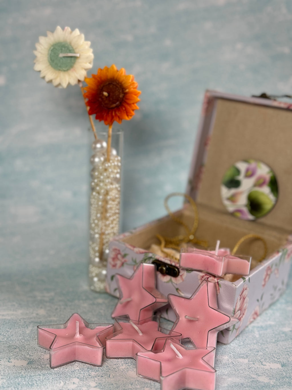 Broomoon Sunflower Shaped Decorative Candle Sticks – Handmade Floral Wax Candles for Home Décor & Gifting